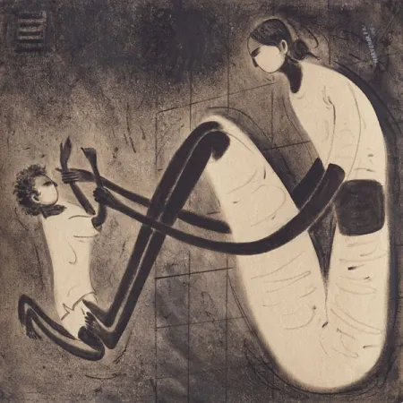 Untitled by P. R. Narvekar - Charcoal on Paper