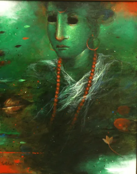 Lady by Sekhar Kar - Acrylic on Canvas