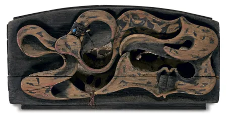 Deity by Satish Gujral - Mixed Media on Burnt Wood