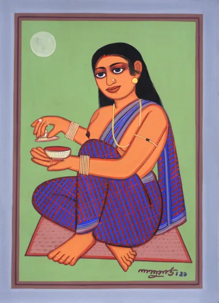 Patachitra by Lalu Prasad Shaw - Tempera on board