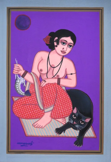 Patachitra by Lalu Prasad Shaw - Tempera on board