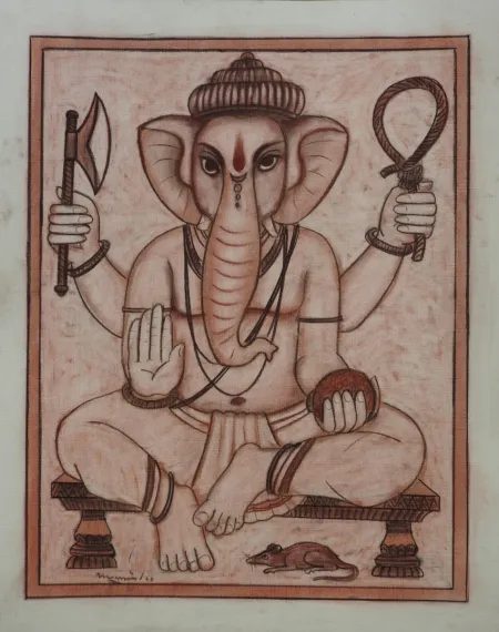 Gajanan Ganesha by Lalu Prasad Shaw - Conte on board