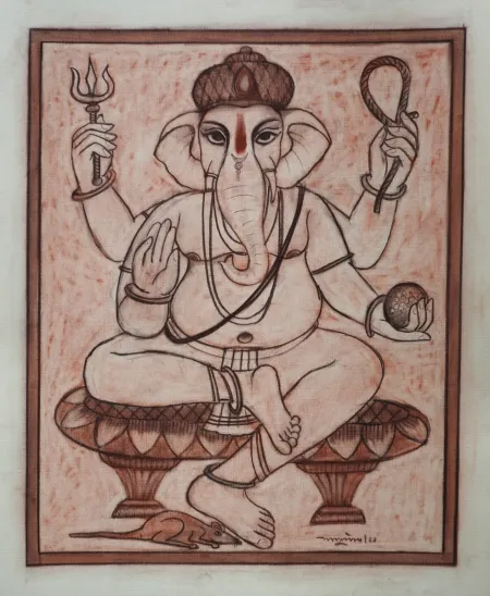 Lambodar Ganesha by Lalu Prasad Shaw - Conte on board