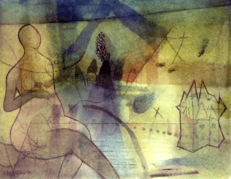 For my remembering hour is done II by Samindranath Majumdar - Watercolour on Paper