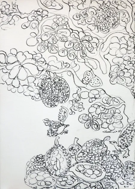 Untitled by Chaitali De Chanda - Marker on Canvas