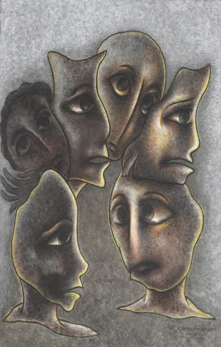 Desolate Humanity by Sanat Kar - Tempera Painting