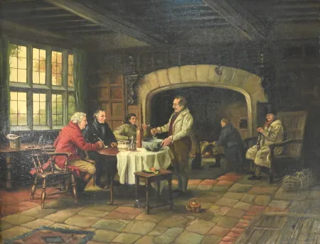 Tavern Scene by JOHN ARTHUR LOMAX - Oil on Canvas