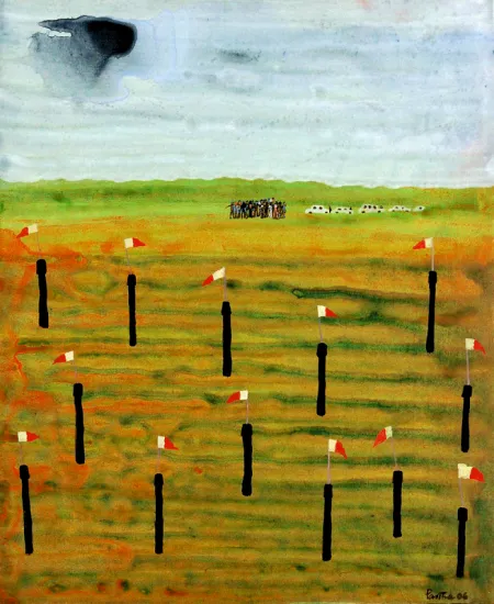 The Hand in the sky by Partha Pratim Deb - Acrylic on Canvas