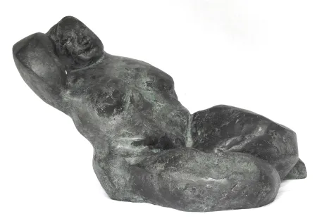 Reclining Lady by Shankar Ghosh - Bronze Sculpture