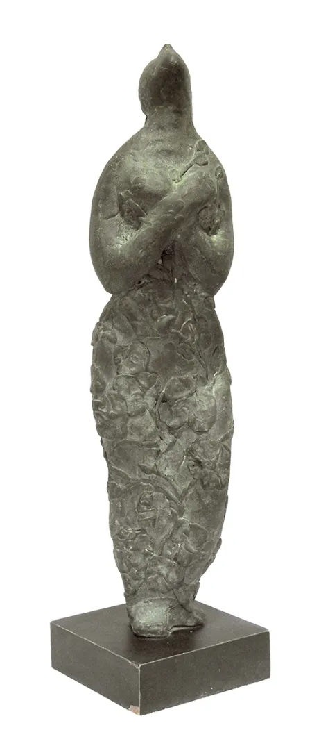Flower Girl Standing by Shankar Ghosh - Bronze Sculpture