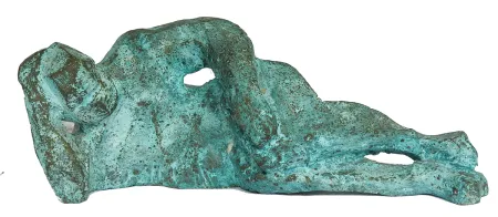 Side Lying Man by Shankar Ghosh - Bronze Sculpture