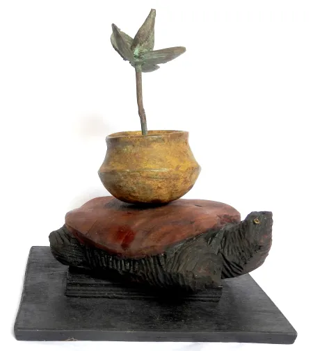 The Tortoise by Chandan Bhandari - Wood & Metal Sculpture