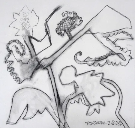 Untitled by Jogen Chowdhury - Charcoal Painting
