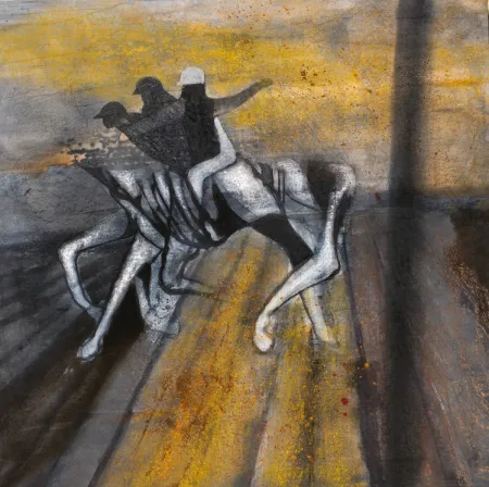 Untitled by Arindam Chatterjee - Acrylic Dry Pigments Pastel & Charcoal on Canvas