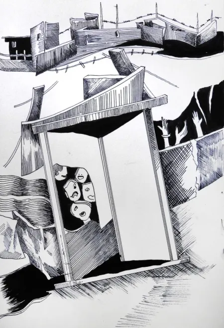 Untitled by Arun Kumar Majumdar - Pen and Ink on Paper