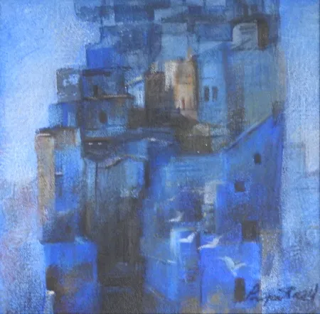Under The Sapphire Light by Priyanka Lahiri - Mixed Media  on Canvas