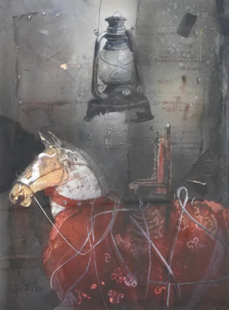 Light On The Guard by Pradip Maitra - Watercolour on Paper