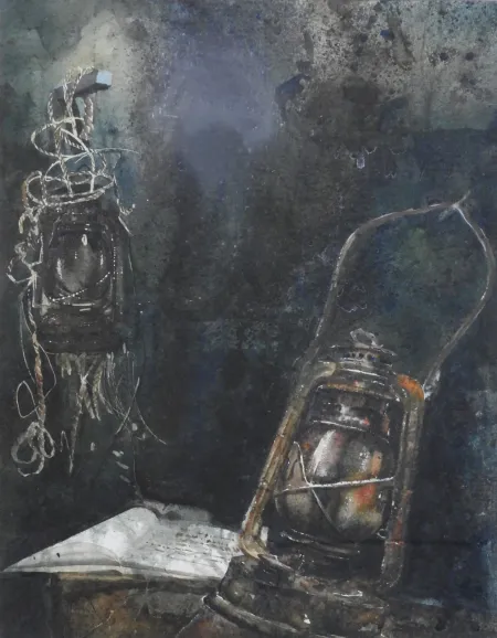Childhood by Pradip Maitra - Watercolour on Paper