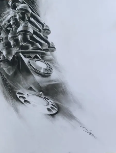 Awaiting by Amlan Dutta - Charcoal on Paper