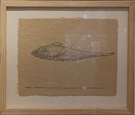 Amodi by Sekhar Baran Karmakar - Pen & Ink on Handmade Paper