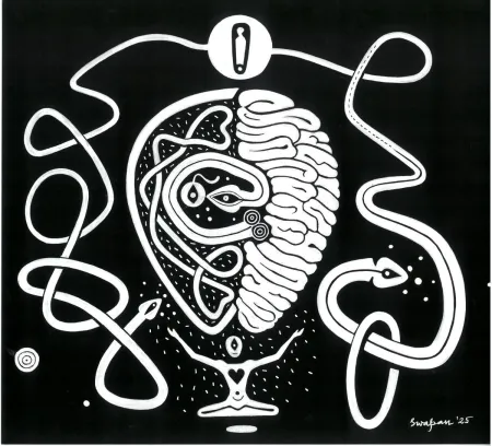 Entangled Consciousness by Swapan Kumar Mallick - Pen, Ink and Brush on Acid free paper