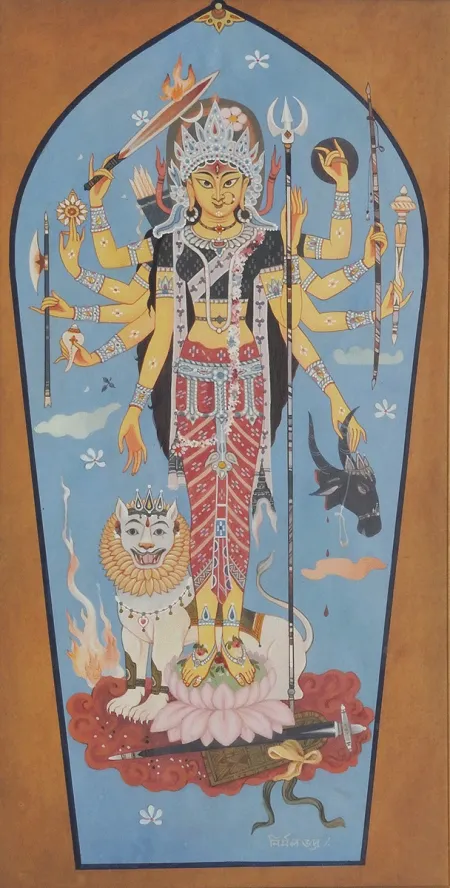 Durga by Nirmal Bhadra - Wash on Paper