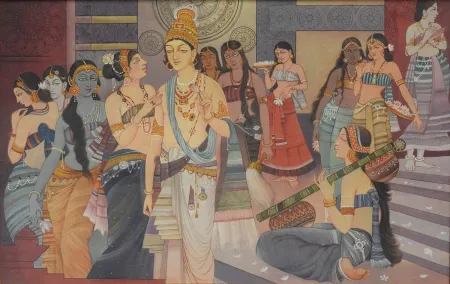 Rajya Darbar by Nirmal Bhadra - Wash on Paper