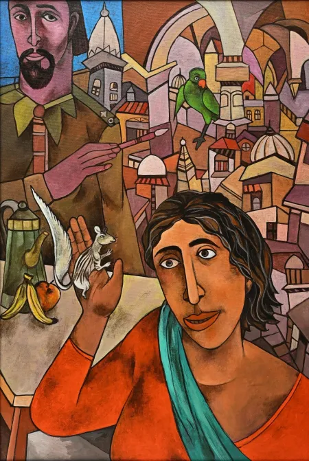 Colorful Charecters by Gurcharan Singh - Acrylic on Canvas