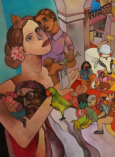 Urban Contact by Gurcharan Singh - Acrylic on Paper