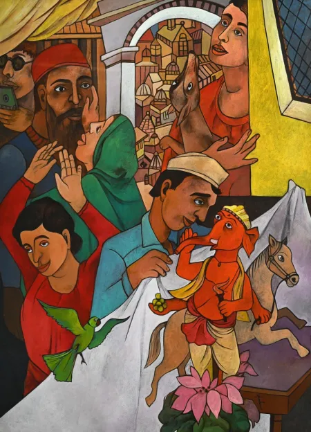 Divine Appearance by Gurcharan Singh - Acrylic on Paper