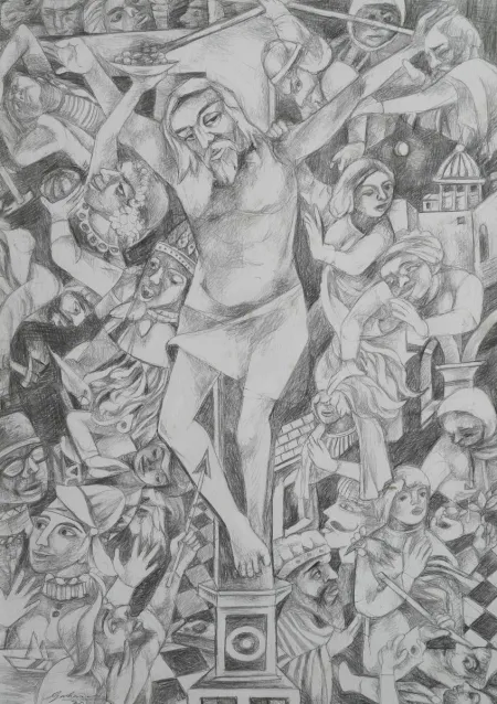 The Mystery by Gurcharan Singh - Pencil on Paper