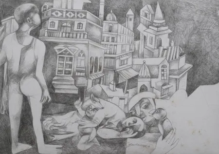 The Visionary by Gurcharan Singh - Pencil on Paper