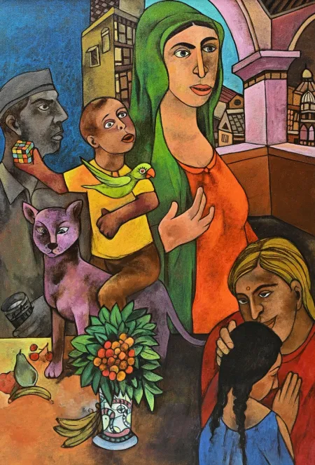 Introspective Era by Gurcharan Singh - Acrylic Painting