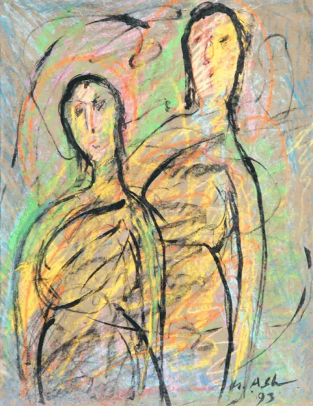One by One by Gobardhan Ash - Pastel on Paper