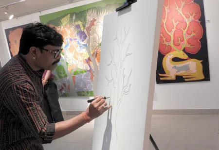 Photo gallery image 7 - Padma Shri Bhajju Shyam's Exhibition 'Van Katha' at Aakriti Art Gallery