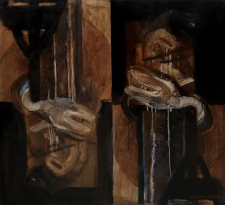 The Brown Studio by Amitava Dhar - Oil on Canvas
