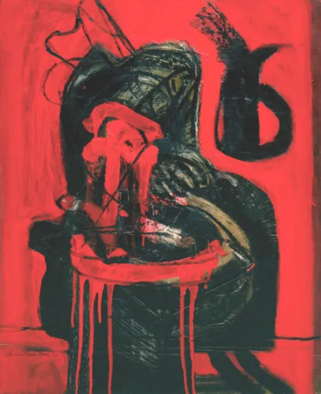 On the chair by Amitava Dhar - Oil on Canvas