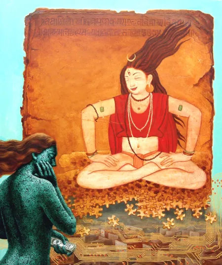 Thinker by Dipak Kundu - Acrylic on Canvas