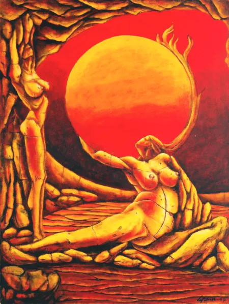 Untitled by Supam Adhikary - Tempera on Canvas