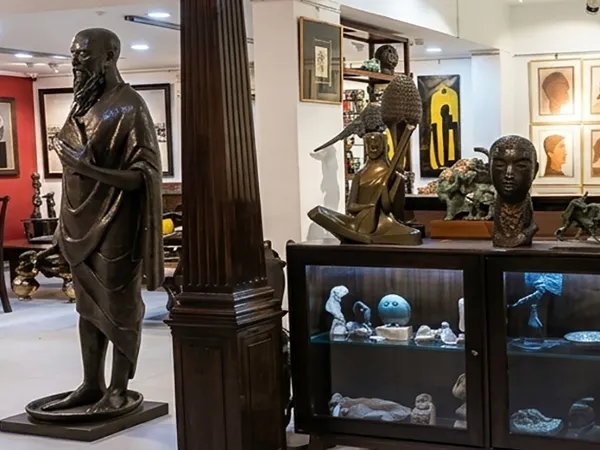 Fine art sculptures and paintings showcased inside Aakriti Art Gallery