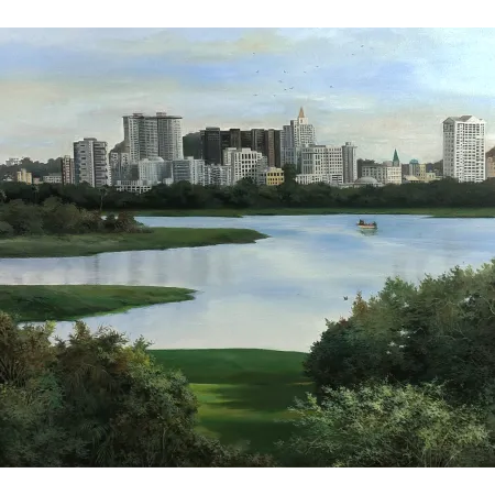 Powai Lake by Amlan Dutta - Acrylic on Canvas