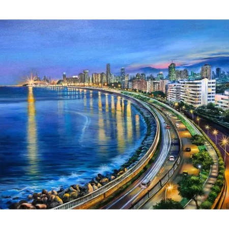 Marine Drives by Amlan Dutta - Acrylic on Canvas