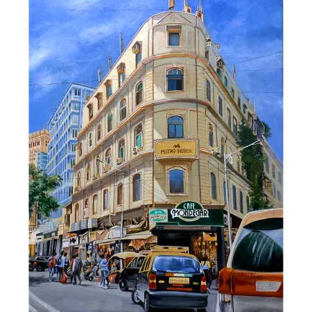 Bustling Streets of Colaba by Amlan Dutta - Acrylic on Canvas