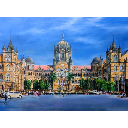 Chhatrapati Shivaji Termines by Amlan Dutta - Acrylic on Canvas