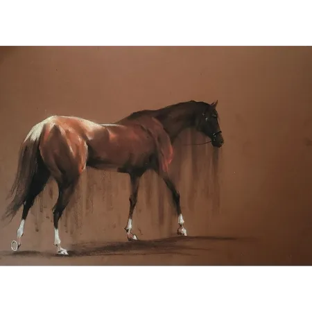Walking Brown 1 by Pratick Mallick - Dry Medium on Paper