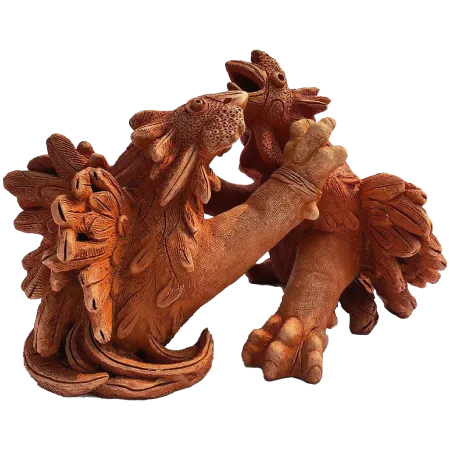 LIFE AND DEATH BATTLE - 1 by Thakurananda Pal - Terracotta Sculpture