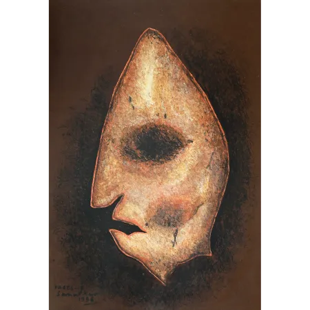 Face by Sanat Kar - Tempera on Paper