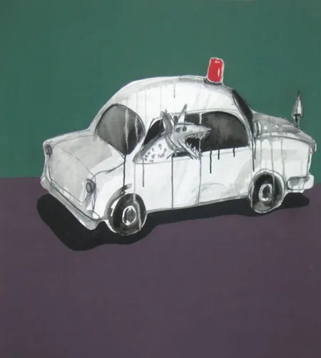 We let the dog out - by Tathi Premchand - Acrylic on Canvas