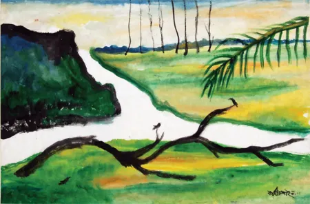Untitled by Kartick Chandra Pyne - Watercolour on Nepali Hand made Paper