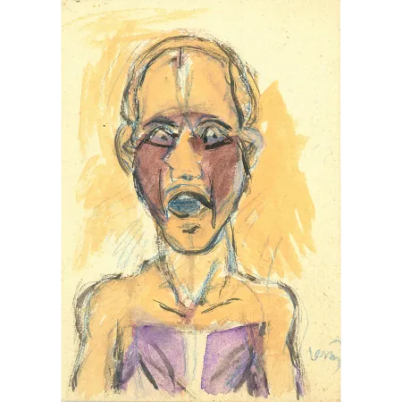 Untitled by K. G. Subramanyan - Gouache & Colour Pencil on Paper